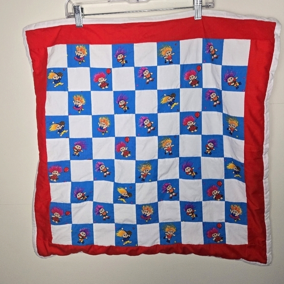 Vintage 90's Trolls Dolls Baby Infant Quilt Style Receiving Blanket - Picture 1 of 4